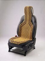 ASIENTO BOLITAS MARRON CON  CUBRE APOYA CABEZA DE MADERA