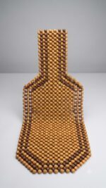 ASIENTO BOLITAS MARRON CON  CUBRE APOYA CABEZA DE MADERA - Imagen 2