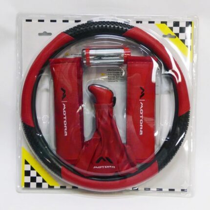KIT CUBREVOLANTE-CUFIA-PERILLA-CAMBIO-PROTECTOR ROJO
