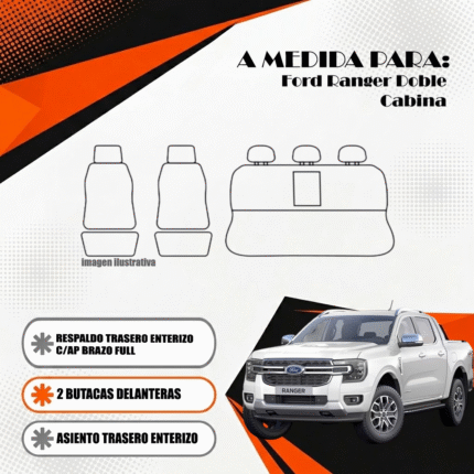 FUNDA RANGER 2012/22 D/C 2 BUT + ASIENTO T Y RESPALDO ENTERO