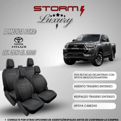 Captura luxury hilux FUNDA LUXURY HILUX 2016+ D/C 2 BUT C/AB ASIENTO+RESP ENTERO - Imagen 1