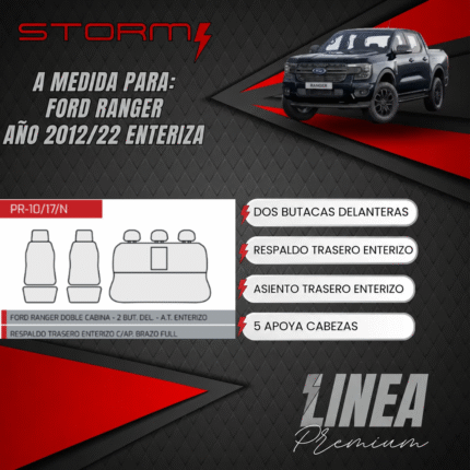 FUNDA RANGER 2012/22 D/C 2 BUT + ASIENTO T Y RESPALDO ENTERO