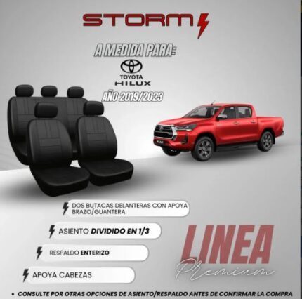 FUNDA HILUX D/C 2016+ 2 BUT RESPALDO ENT + ASIENTO 1/3 2/3