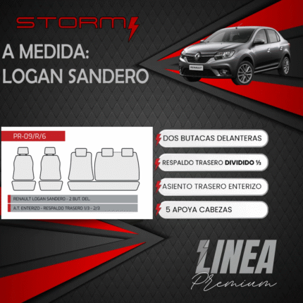 FUNDA LOGAN SANDERO 2 BUT, ASIENTO ENTERO Y RESPALDO 1/3 2/3