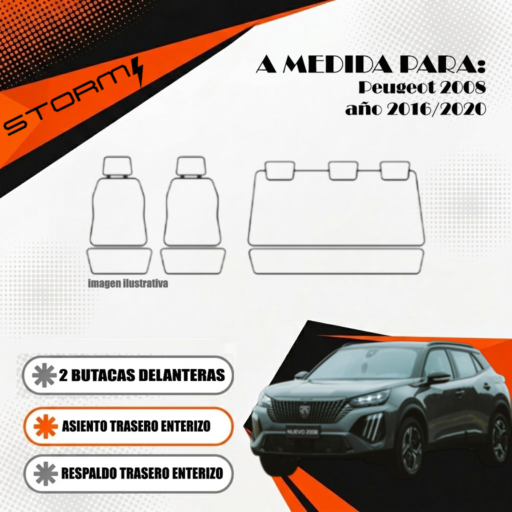 09-P-17 FUNDA PEUGEOT 2008 2016/20 2 BUT ASIENTO Y RESPA ENT - Imagen 1