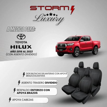 FUNDA LUXURY HILUX 2016+ BASE D/C 2 BUT AT 1/3 2/3 RESPALTO ENTERO