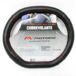 CUBREVOLANTE DOBLE BASE PLANA P/208-2008 NEGRO C/ROJO (35CM)