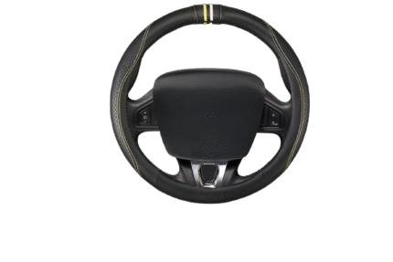 CUBREVOLANTE TUNING M NEGRO COSTURA BLANCA/AMARILLA (37-39CM)
