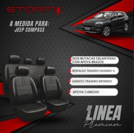 FUNDA JEEP COMPASS 2 BUT C/APOYA BRAZO, AT ENT Y RT 1/3-2/3