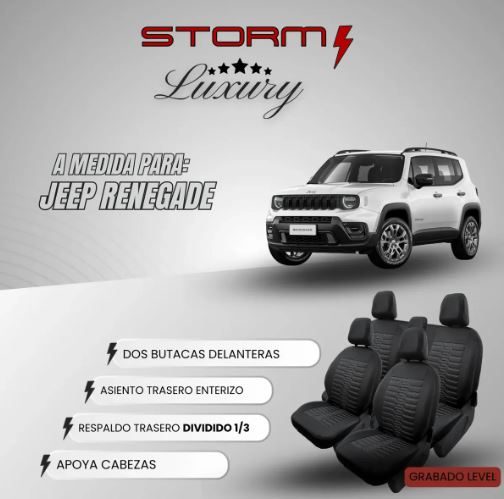 jeep renegade luxury FUNDA LUXURY RENEGADE 2 BUT, AT ENT Y RT 1/3-2/3 - Imagen 1