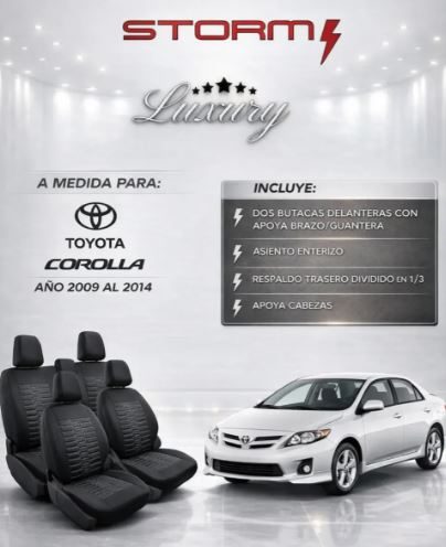 FUNDA LUXURY COROLLA 2009/14 2 BUT, APOYA BRAZO, AT ENT Y RT 1/3-2/3